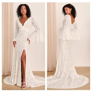 Duchess Ivory Lace Bell Sleeve Maxi Dress Size XL